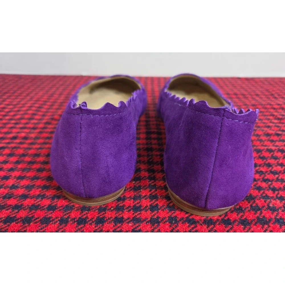 Amelia Grace Wynn Purple Suede Scalloped Ballet Flats Leather Women's sz 8M